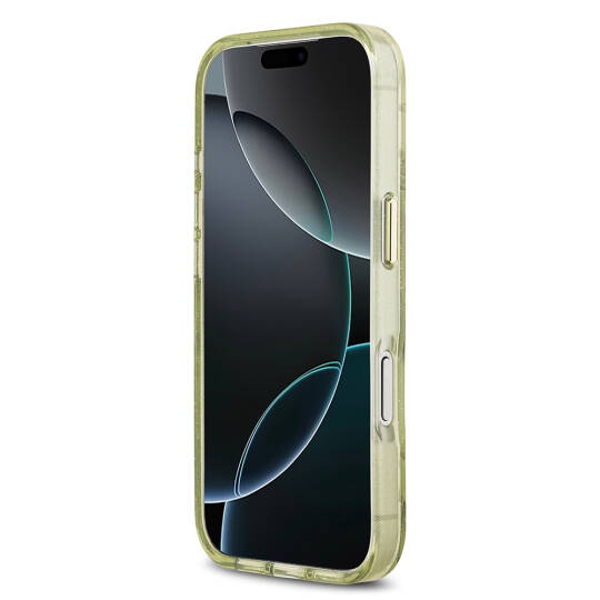 Apple iPhone 17 Pro Kılıf Guess Orjinal Lisanslı M-safe Şarj Özellikli Simli Çiçek Desenli Metal Kamera Çerçeveli Üçgen Logolu Kapak - 9