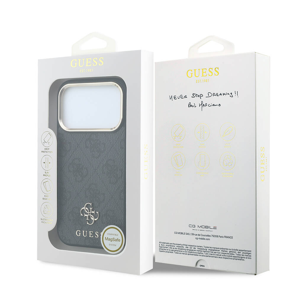 Apple iPhone 17 Pro Kılıf Guess Orjinal Lisanslı M-safe Şarj Özellikli Small 4G Classic Logolu Kapak - 8