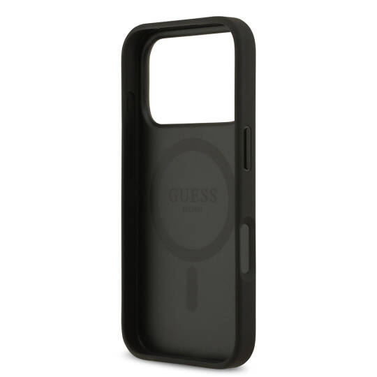 Apple iPhone 17 Pro Kılıf Guess Orjinal Lisanslı M-safe Şarj Özellikli Taneli Çiçek Tasarımlı Metal Yazı Logolu Kapak - 9