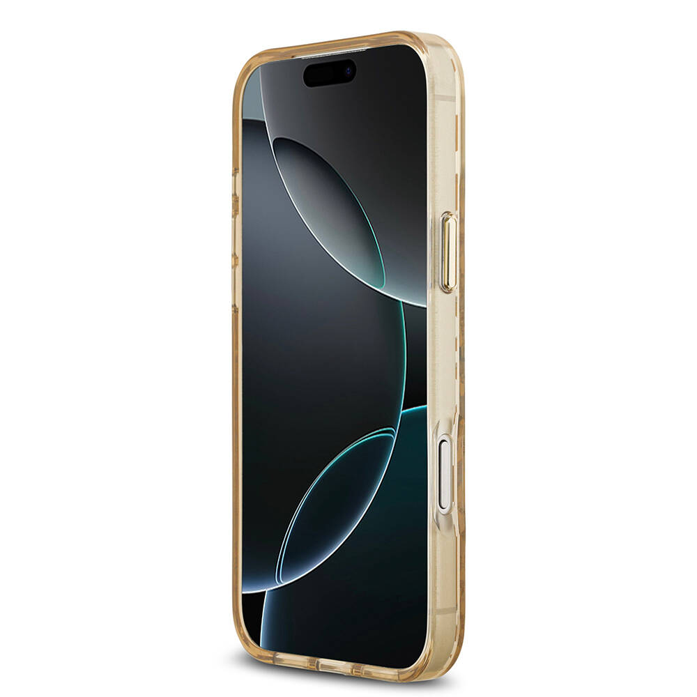 Apple iPhone 17 Pro Kılıf Guess Orjinal Lisanslı M-safe Şarj Özellikli Üçgen Logolu Simli Leopar Desenli Kapak - 13