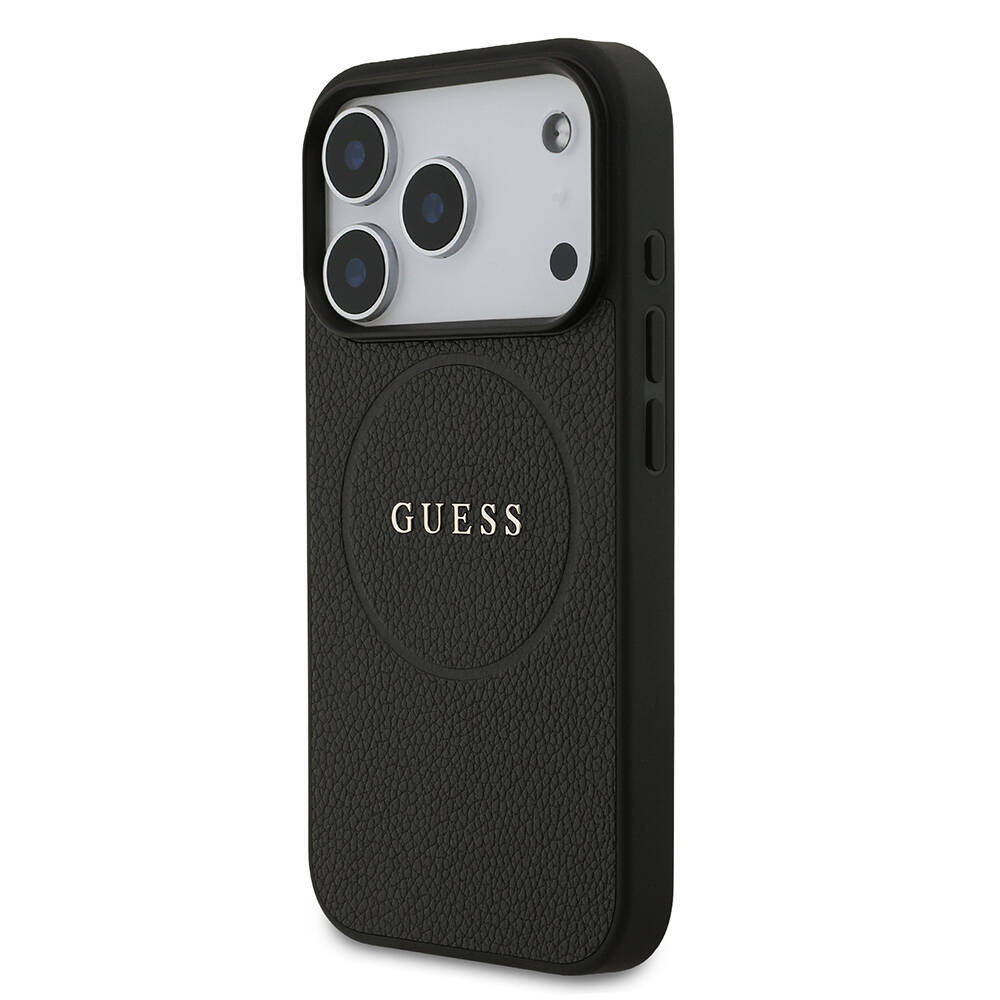 Apple iPhone 17 Pro Kılıf Guess Orjinal Lisanslı M-safe Şarj Özellikli Yazı Logolu PU Deri Kapak - 3