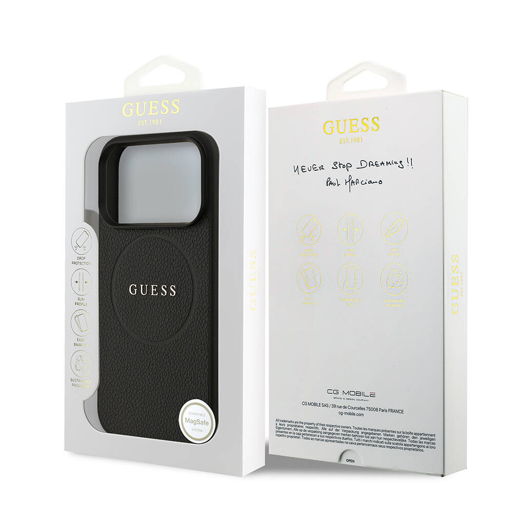 Apple iPhone 17 Pro Kılıf Guess Orjinal Lisanslı M-safe Şarj Özellikli Yazı Logolu PU Deri Kapak - 9