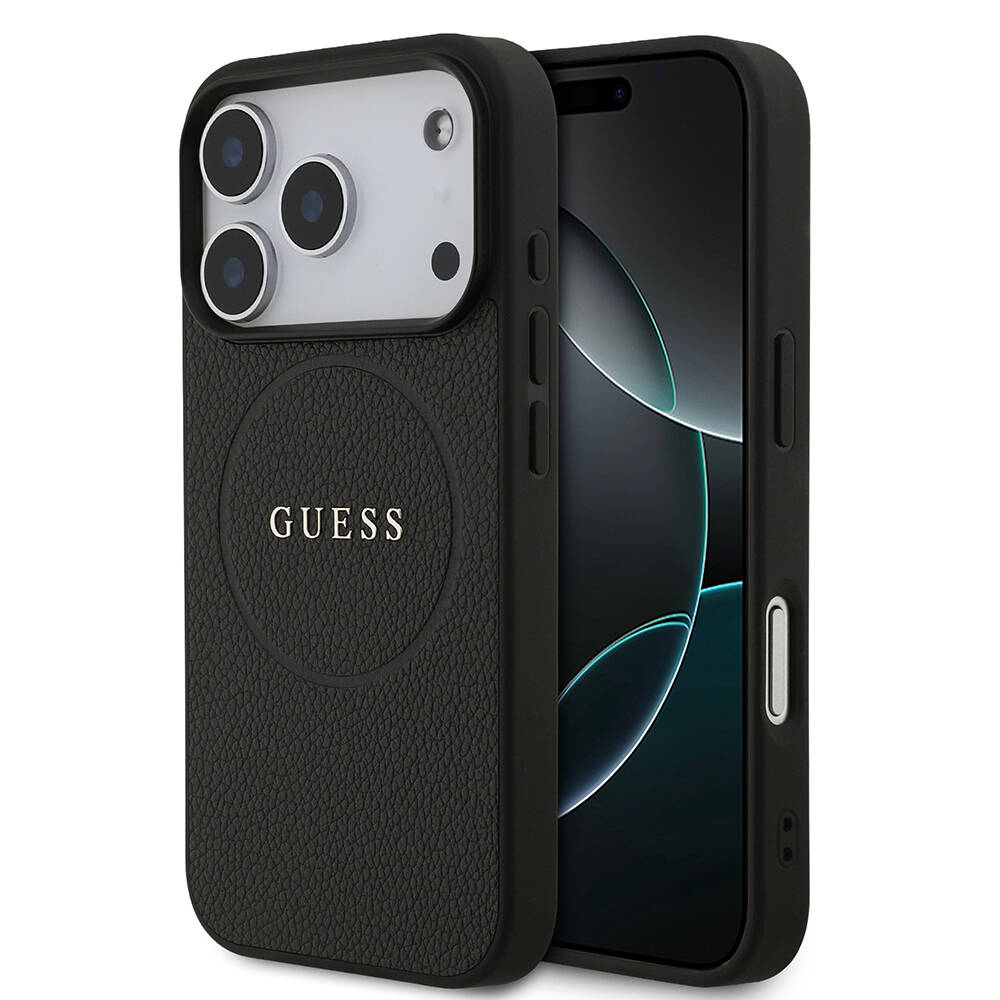 Apple iPhone 17 Pro Kılıf Guess Orjinal Lisanslı M-safe Şarj Özellikli Yazı Logolu PU Deri Kapak - 1