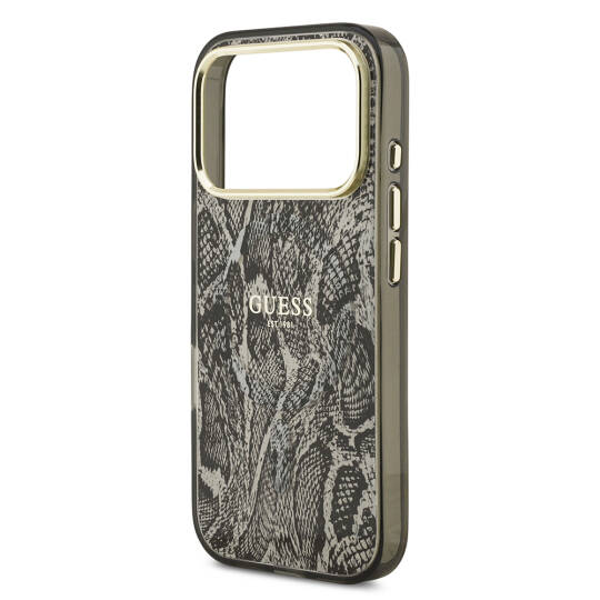 Apple iPhone 17 Pro Kılıf Guess Orjinal Lisanslı M-safe Şarj Özellikli Yazı Logolu Python Desenli Kapak - 8
