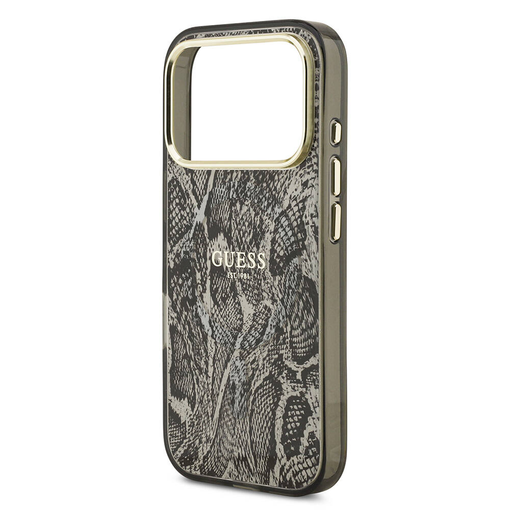 Apple iPhone 17 Pro Kılıf Guess Orjinal Lisanslı M-safe Şarj Özellikli Yazı Logolu Python Desenli Kapak - 8