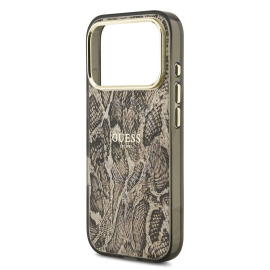 Apple iPhone 17 Pro Kılıf Guess Orjinal Lisanslı M-safe Şarj Özellikli Yazı Logolu Python Desenli Kapak - 14