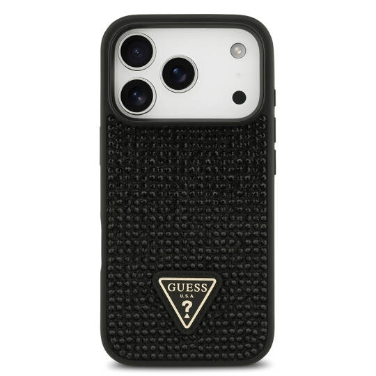 Apple iPhone 17 Pro Kılıf Guess Orjinal Lisanslı Taşlı Arka Yüzey Üçgen Logolu Kapak - 21