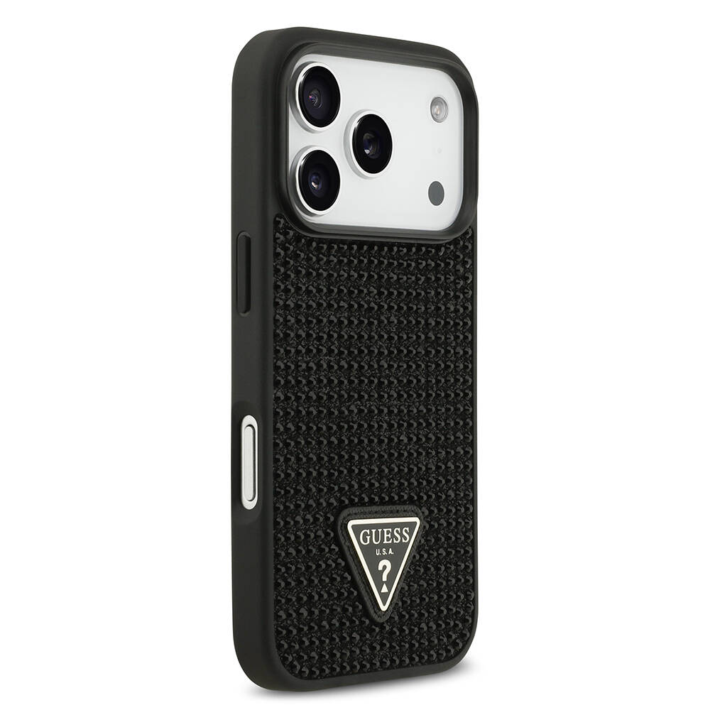 Apple iPhone 17 Pro Kılıf Guess Orjinal Lisanslı Taşlı Arka Yüzey Üçgen Logolu Kapak - 22