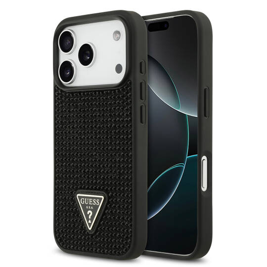 Apple iPhone 17 Pro Kılıf Guess Orjinal Lisanslı Taşlı Arka Yüzey Üçgen Logolu Kapak - 4