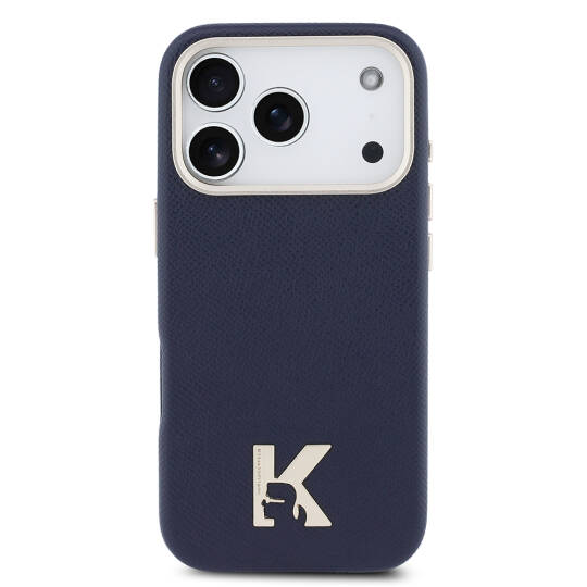 Apple iPhone 17 Pro Kılıf Karl Lagerfeld Orjinal Lisanslı M-safe Şarj Özellikli Gold Kamera Çerçeveli KHEAD Metal Logolu PU Deri Kapak - 11