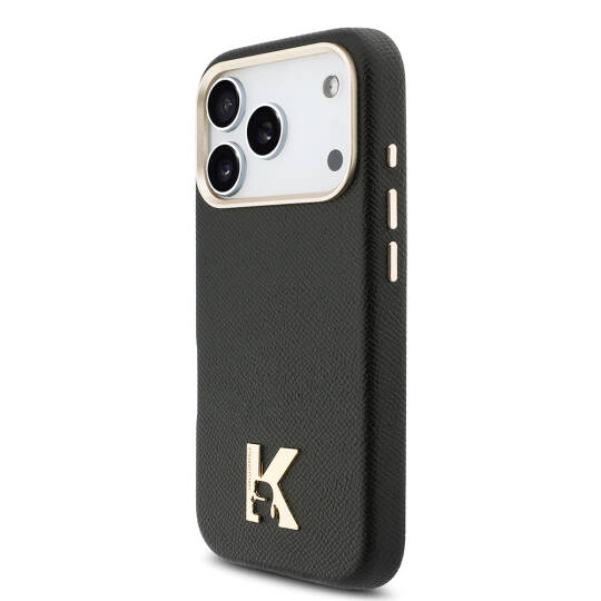 Apple iPhone 17 Pro Kılıf Karl Lagerfeld Orjinal Lisanslı M-safe Şarj Özellikli Gold Kamera Çerçeveli KHEAD Metal Logolu PU Deri Kapak - 2