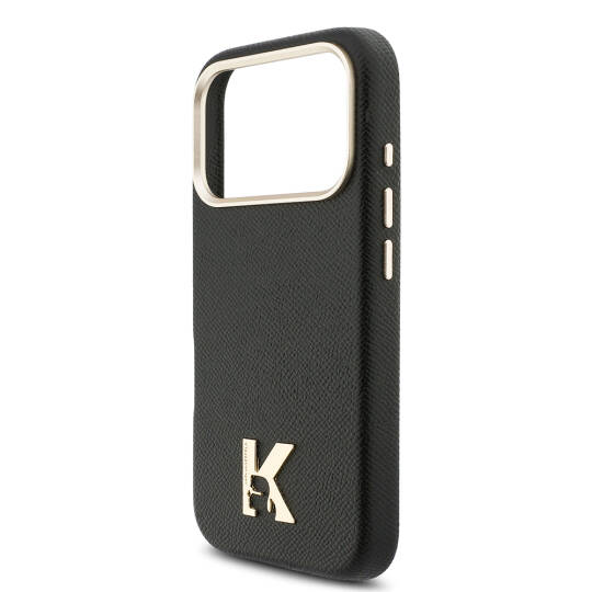 Apple iPhone 17 Pro Kılıf Karl Lagerfeld Orjinal Lisanslı M-safe Şarj Özellikli Gold Kamera Çerçeveli KHEAD Metal Logolu PU Deri Kapak - 6