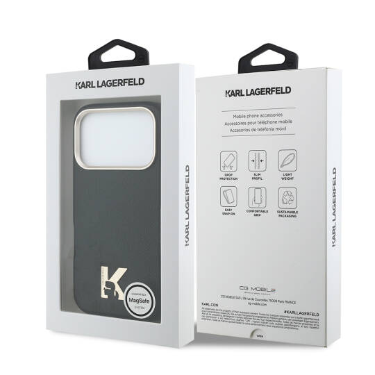 Apple iPhone 17 Pro Kılıf Karl Lagerfeld Orjinal Lisanslı M-safe Şarj Özellikli Gold Kamera Çerçeveli KHEAD Metal Logolu PU Deri Kapak - 8