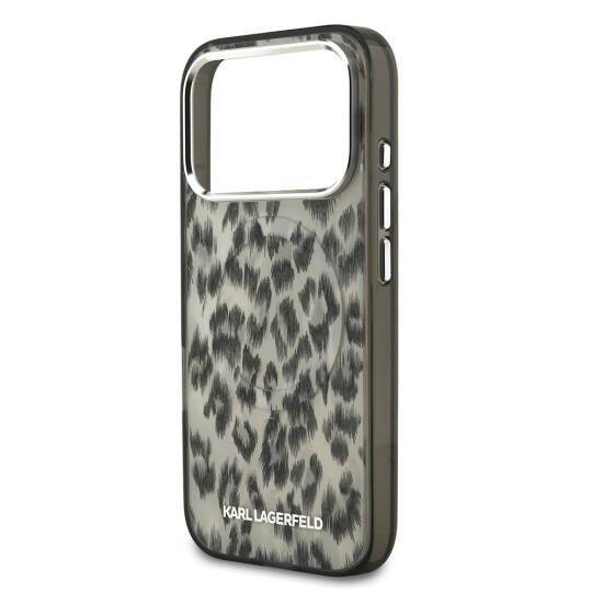 Apple iPhone 17 Pro Kılıf Karl Lagerfeld Orjinal Lisanslı M-safe Şarj Özellikli IML Leopar Baskılı Kapak - 8
