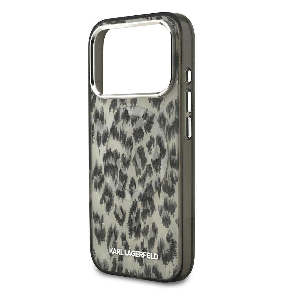 Apple iPhone 17 Pro Kılıf Karl Lagerfeld Orjinal Lisanslı M-safe Şarj Özellikli IML Leopar Baskılı Kapak - 8