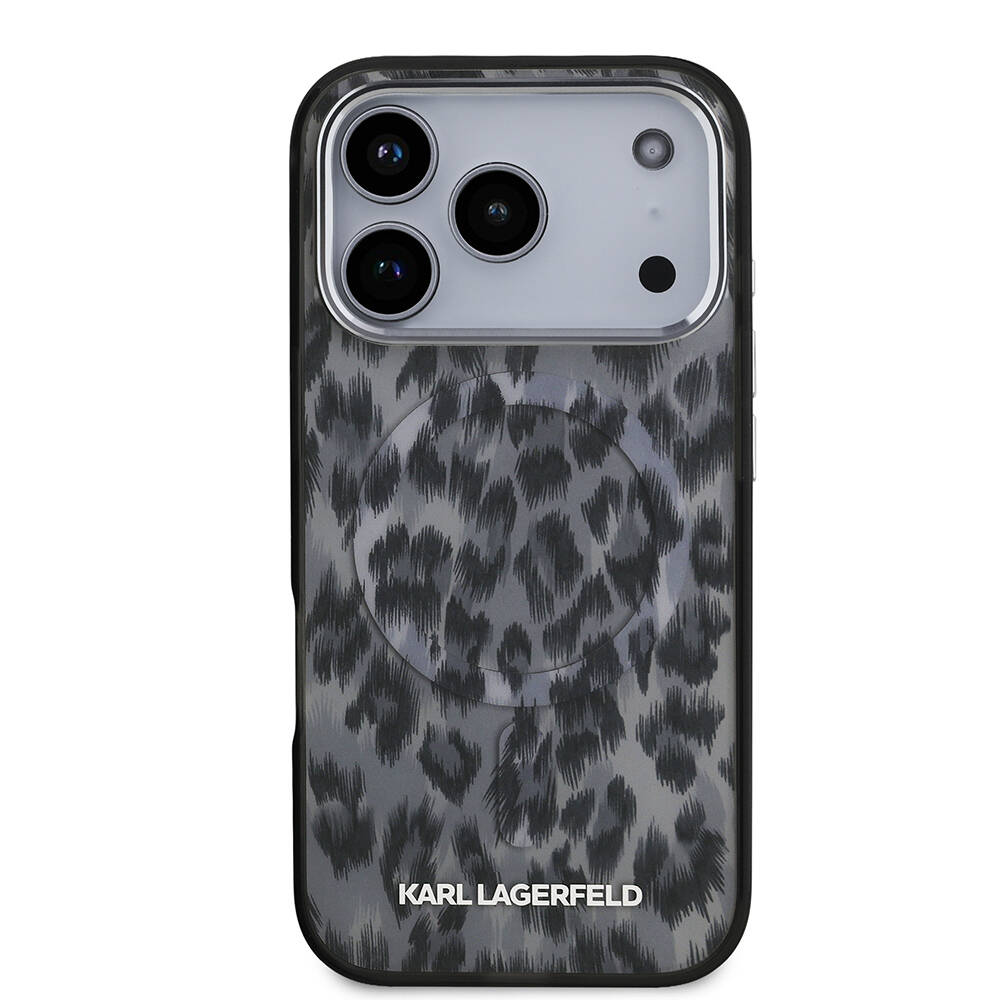 Apple iPhone 17 Pro Kılıf Karl Lagerfeld Orjinal Lisanslı M-safe Şarj Özellikli IML Leopar Baskılı Kapak - 11