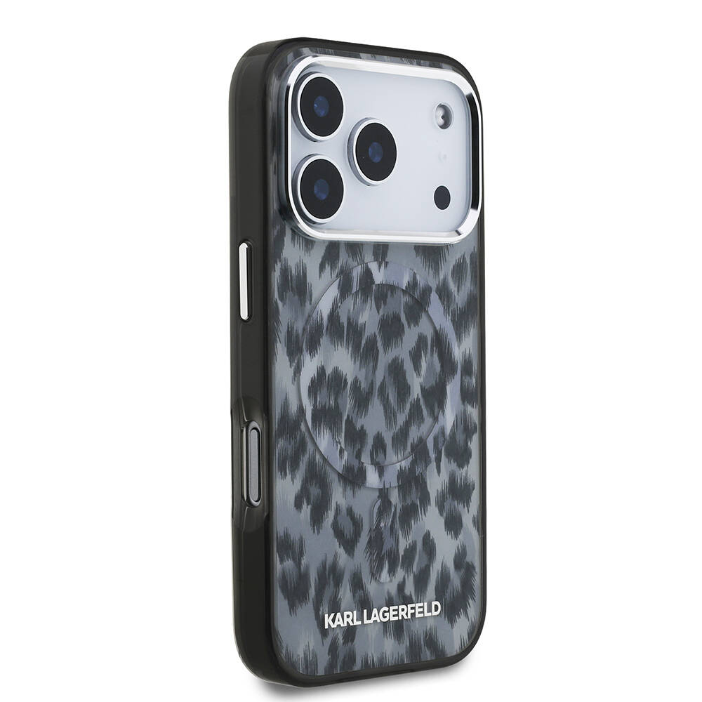 Apple iPhone 17 Pro Kılıf Karl Lagerfeld Orjinal Lisanslı M-safe Şarj Özellikli IML Leopar Baskılı Kapak - 12