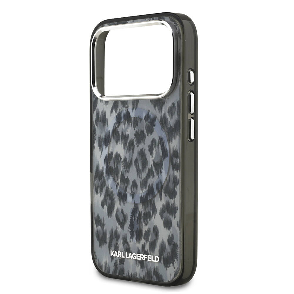 Apple iPhone 17 Pro Kılıf Karl Lagerfeld Orjinal Lisanslı M-safe Şarj Özellikli IML Leopar Baskılı Kapak - 14