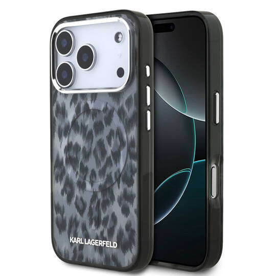 Apple iPhone 17 Pro Kılıf Karl Lagerfeld Orjinal Lisanslı M-safe Şarj Özellikli IML Leopar Baskılı Kapak - 2