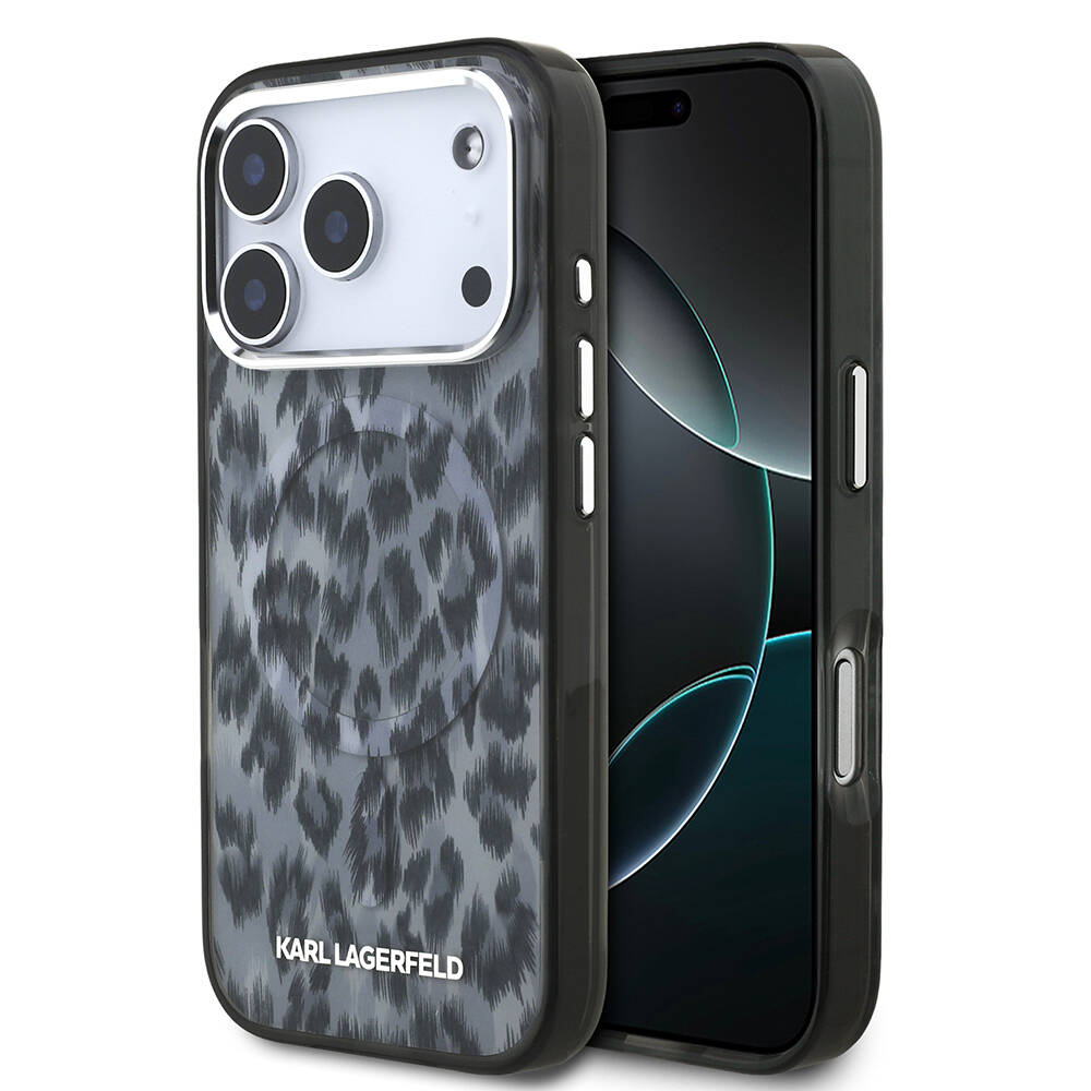 Apple iPhone 17 Pro Kılıf Karl Lagerfeld Orjinal Lisanslı M-safe Şarj Özellikli IML Leopar Baskılı Kapak - 2