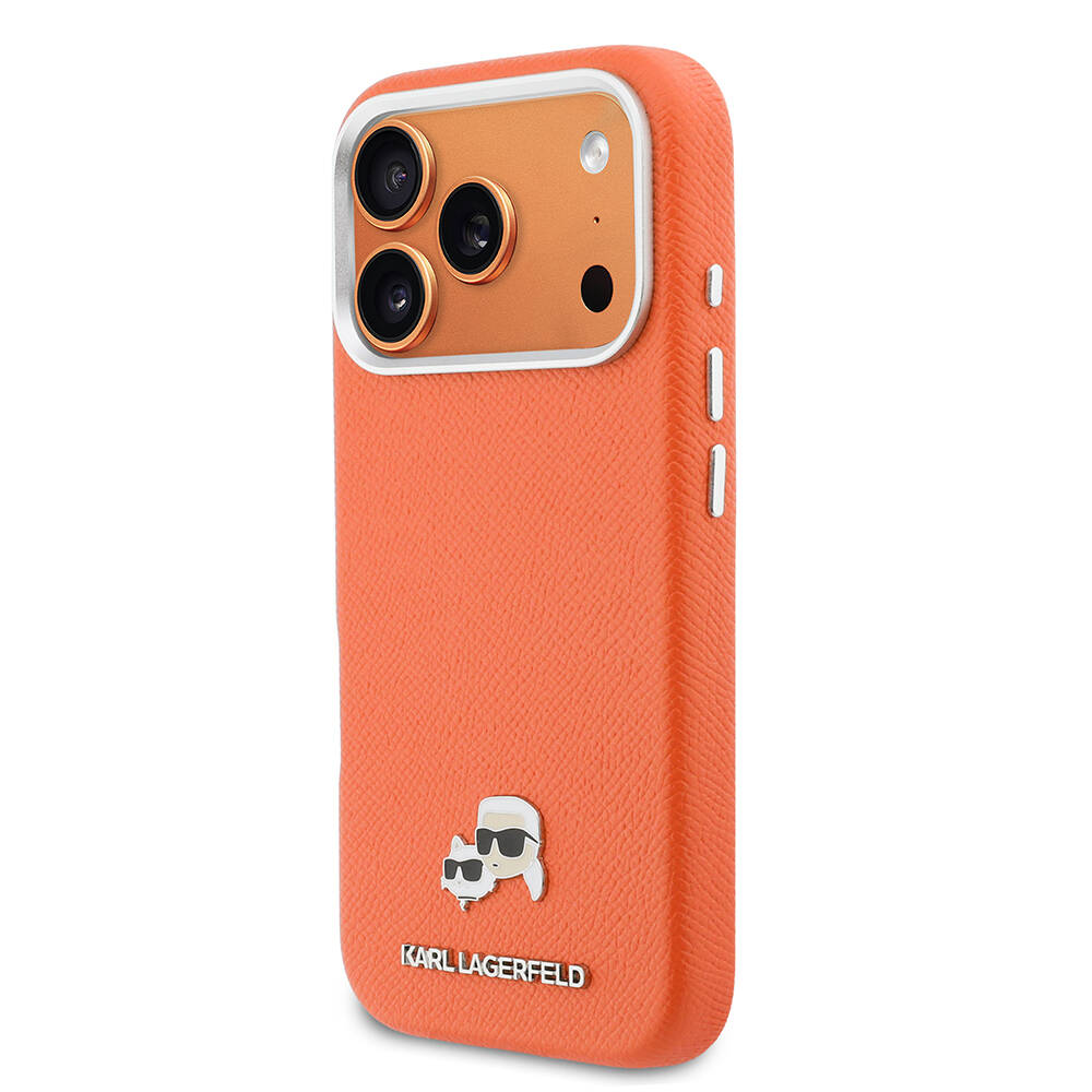 Apple iPhone 17 Pro Kılıf Karl Lagerfeld Orjinal Lisanslı M-safe Şarj Özellikli Metal Kamera ve Buton Tasarımlı K&C Head Logolu PU Deri Kapak - 2
