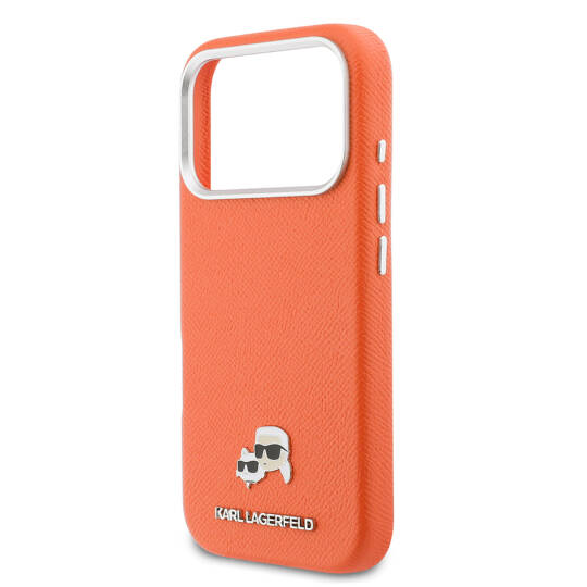 Apple iPhone 17 Pro Kılıf Karl Lagerfeld Orjinal Lisanslı M-safe Şarj Özellikli Metal Kamera ve Buton Tasarımlı K&C Head Logolu PU Deri Kapak - 6