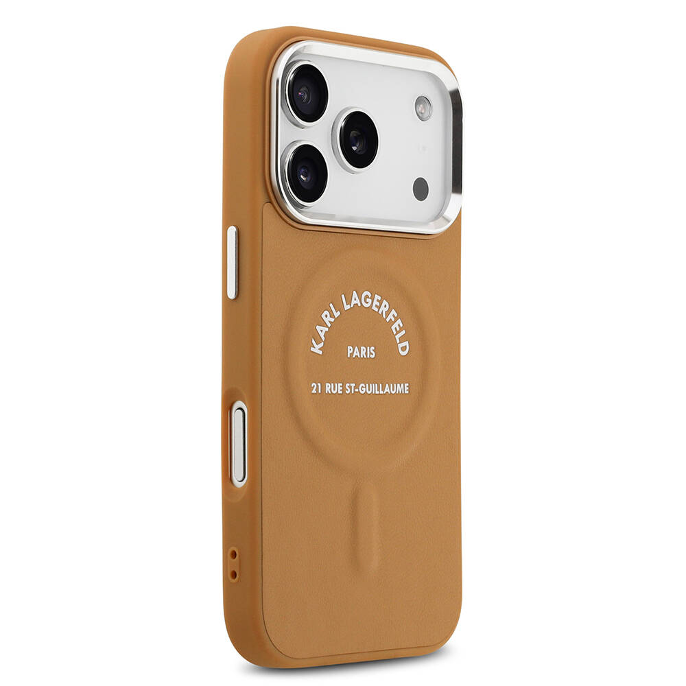 Apple iPhone 17 Pro Kılıf Karl Lagerfeld Orjinal Lisanslı M-safe Şarj Özellikli Metal Kamera ve Buton Tasarımlı Paris RSG PU Deri Kapak - 6