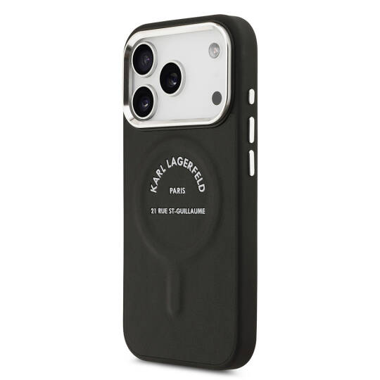 Apple iPhone 17 Pro Kılıf Karl Lagerfeld Orjinal Lisanslı M-safe Şarj Özellikli Metal Kamera ve Buton Tasarımlı Paris RSG PU Deri Kapak - 10