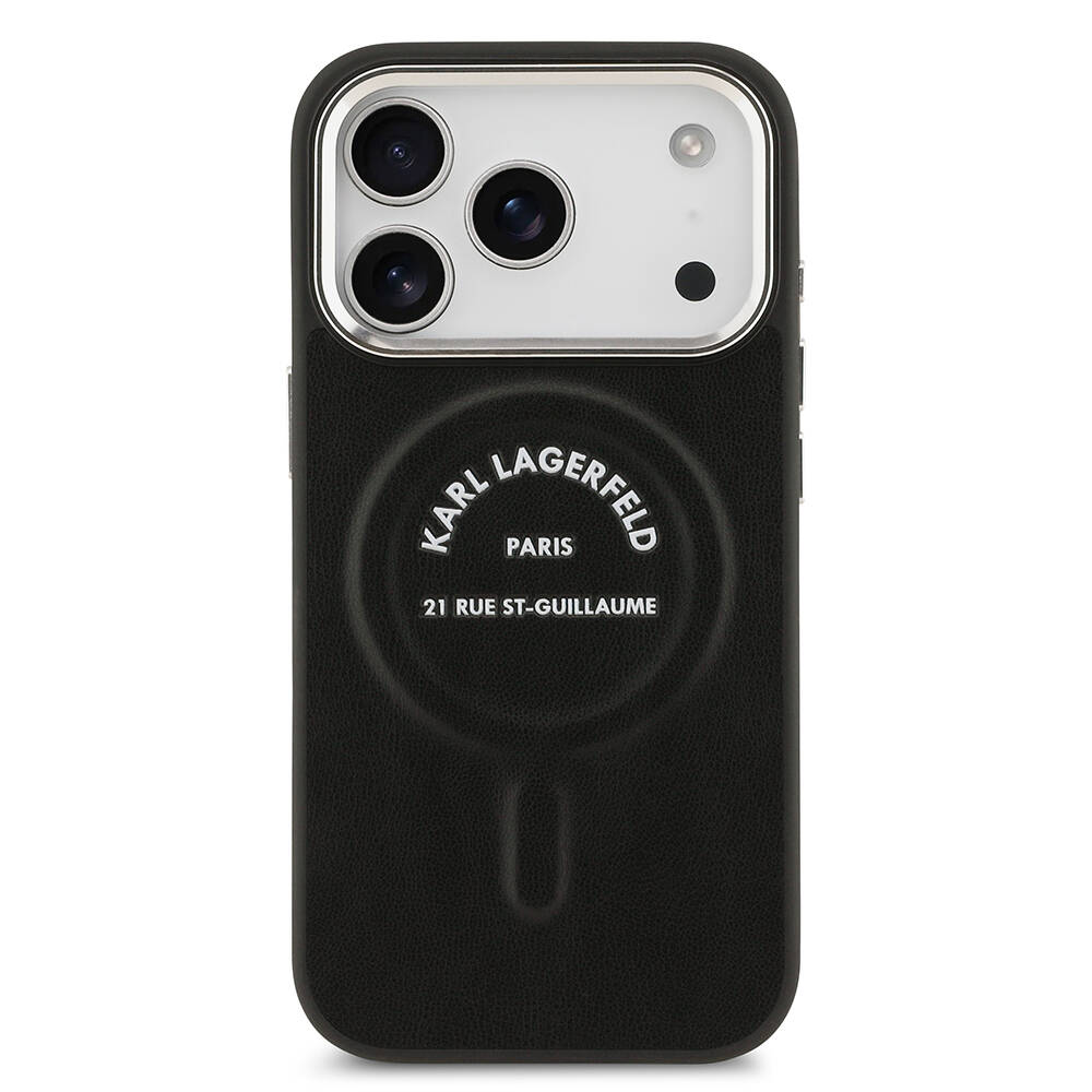 Apple iPhone 17 Pro Kılıf Karl Lagerfeld Orjinal Lisanslı M-safe Şarj Özellikli Metal Kamera ve Buton Tasarımlı Paris RSG PU Deri Kapak - 11