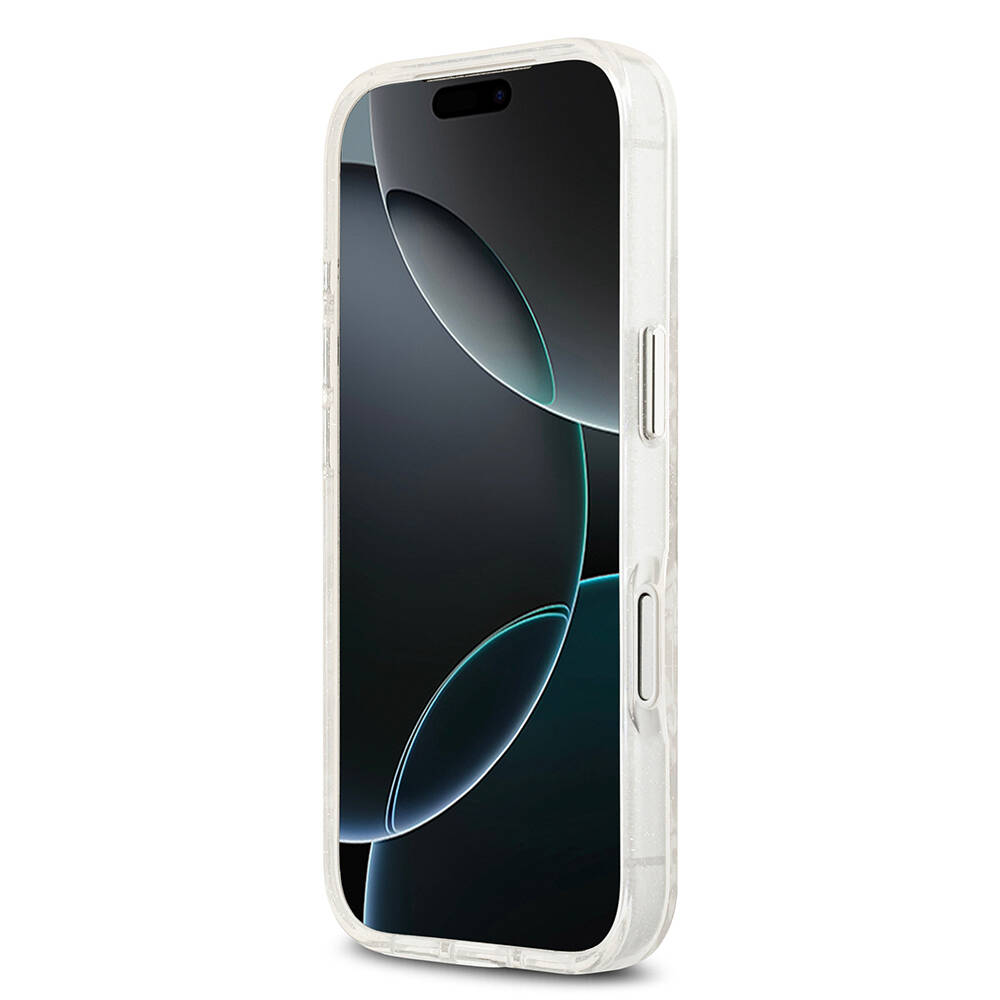 Apple iPhone 17 Pro Kılıf Karl Lagerfeld Orjinal Lisanslı Parlayan Simli Karl & Choupette Heads Kapak - 8