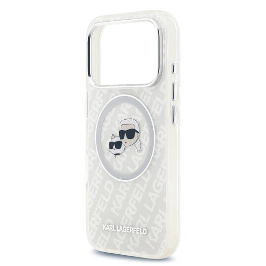 Apple iPhone 17 Pro Kılıf Karl Lagerfeld Orjinal Lisanslı Parlayan Simli Karl & Choupette Heads Kapak - 9