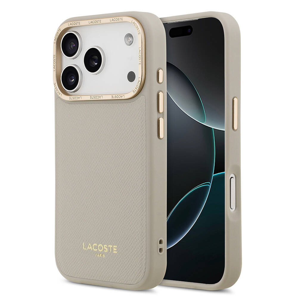 Apple iPhone 17 Pro Kılıf Lacoste Orjinal Lisanslı M-safe Şarj Özellikli Champs Elysees PU Deri Tasarımlı Kapak - 4