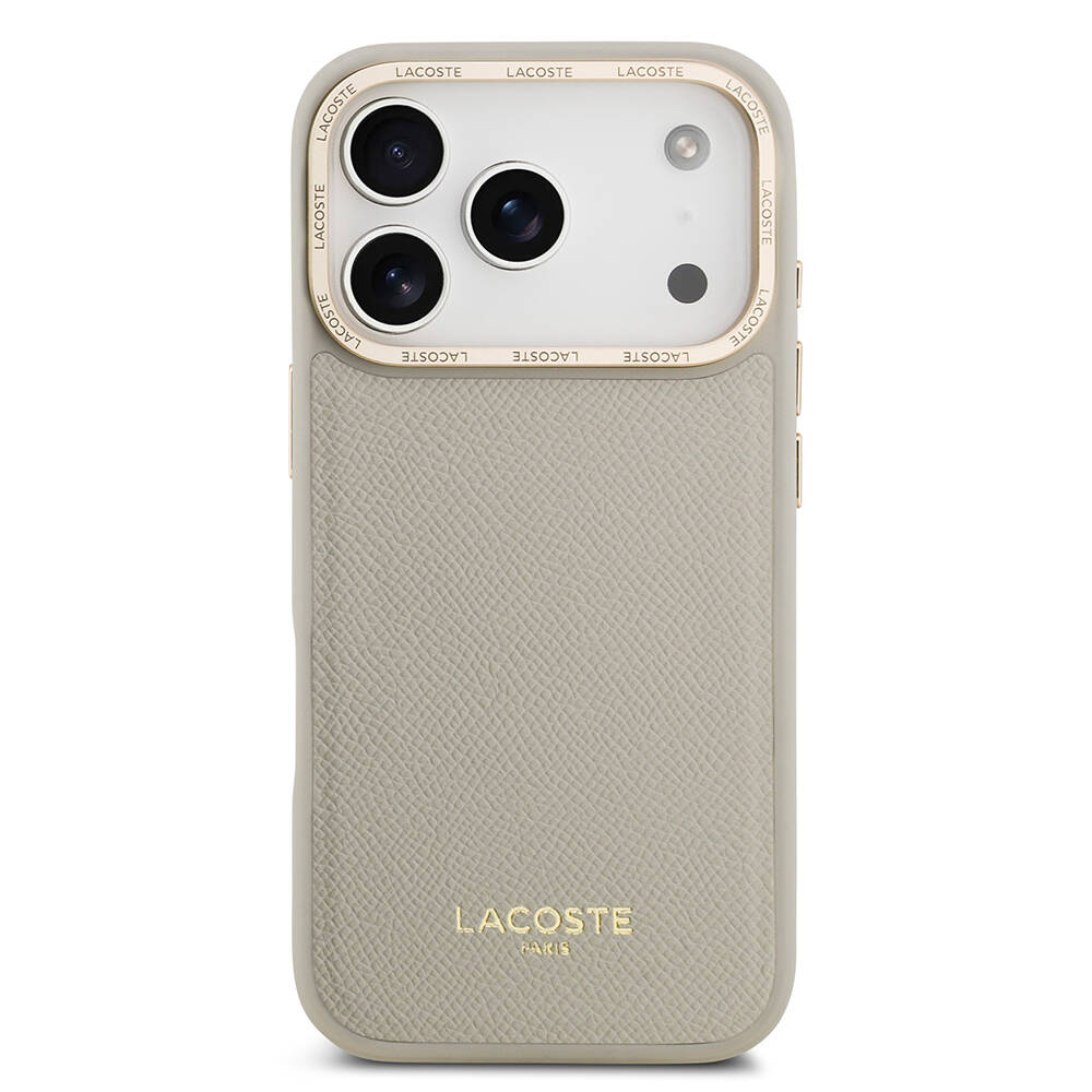 Apple iPhone 17 Pro Kılıf Lacoste Orjinal Lisanslı M-safe Şarj Özellikli Champs Elysees PU Deri Tasarımlı Kapak - 6