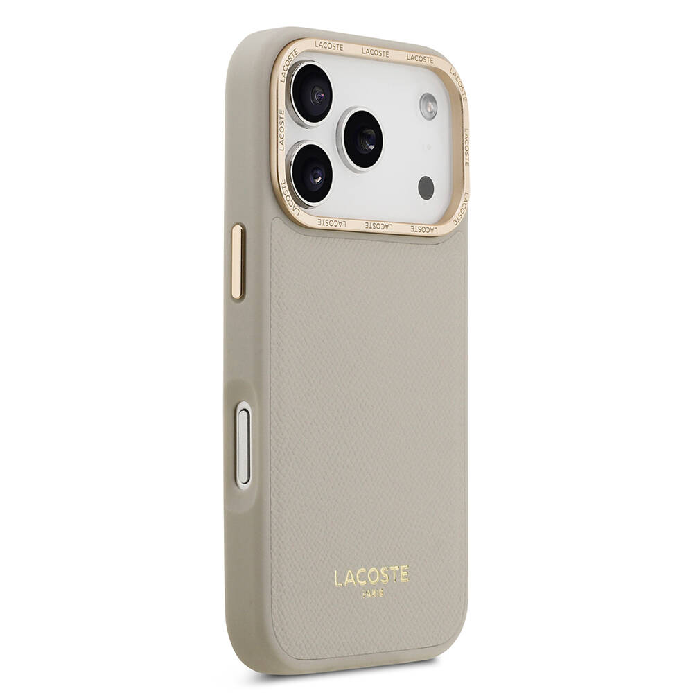 Apple iPhone 17 Pro Kılıf Lacoste Orjinal Lisanslı M-safe Şarj Özellikli Champs Elysees PU Deri Tasarımlı Kapak - 7