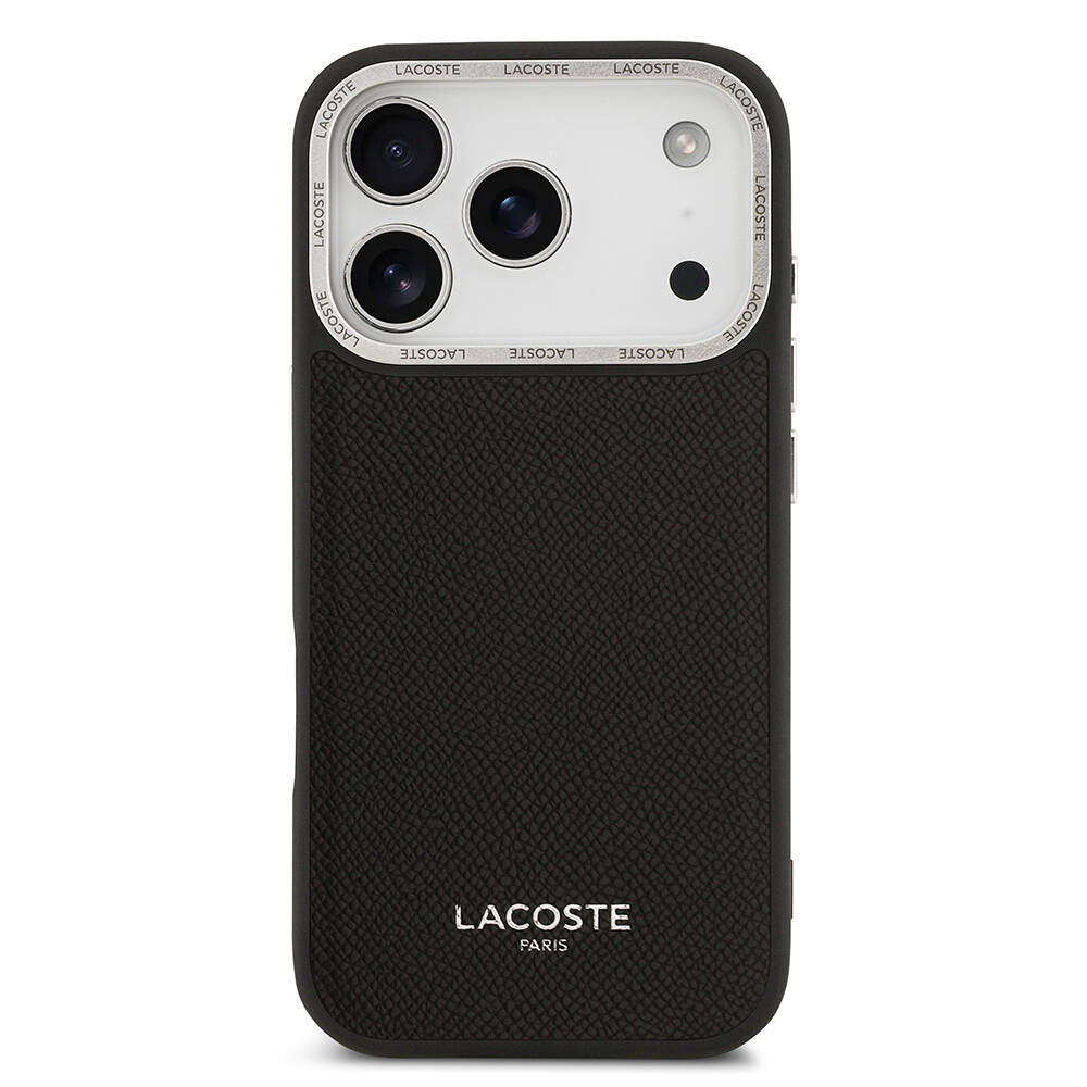 Apple iPhone 17 Pro Kılıf Lacoste Orjinal Lisanslı M-safe Şarj Özellikli Champs Elysees PU Deri Tasarımlı Kapak - 12