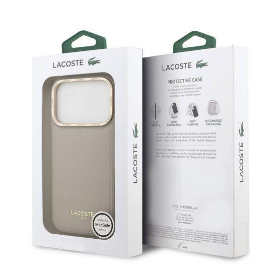 Apple iPhone 17 Pro Kılıf Lacoste Orjinal Lisanslı M-safe Şarj Özellikli Champs Elysees PU Deri Tasarımlı Kapak - 17