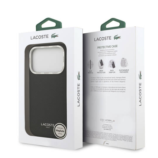 Apple iPhone 17 Pro Kılıf Lacoste Orjinal Lisanslı M-safe Şarj Özellikli Champs Elysees PU Deri Tasarımlı Kapak - 18