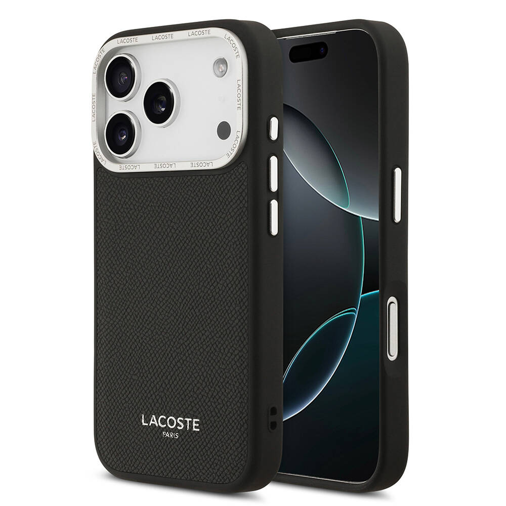 Apple iPhone 17 Pro Kılıf Lacoste Orjinal Lisanslı M-safe Şarj Özellikli Champs Elysees PU Deri Tasarımlı Kapak - 2