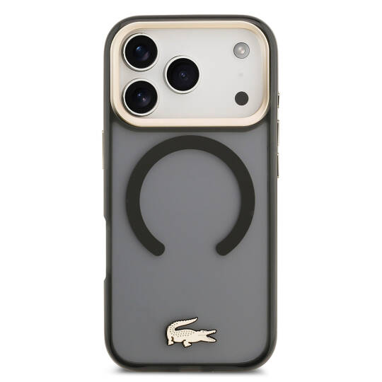 Apple iPhone 17 Pro Kılıf Lacoste Orjinal Lisanslı M-safe Şarj Özellikli Gold Timsah Logolu Buzlu Kapak - 6