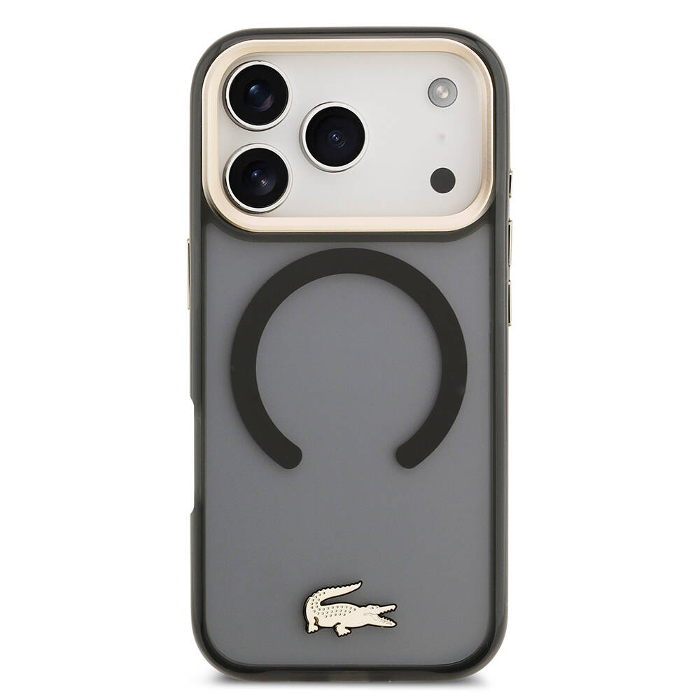 Apple iPhone 17 Pro Kılıf Lacoste Orjinal Lisanslı M-safe Şarj Özellikli Gold Timsah Logolu Buzlu Kapak - 6
