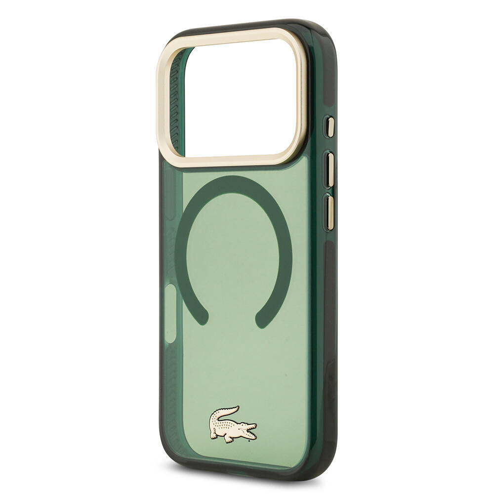 Apple iPhone 17 Pro Kılıf Lacoste Orjinal Lisanslı M-safe Şarj Özellikli Gold Timsah Logolu Buzlu Kapak - 16