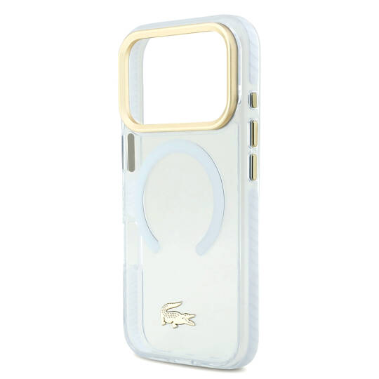 Apple iPhone 17 Pro Kılıf Lacoste Orjinal Lisanslı M-safe Şarj Özellikli Gold Timsah Logolu Buzlu Kapak - 23