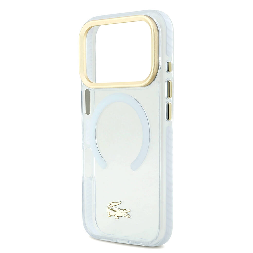 Apple iPhone 17 Pro Kılıf Lacoste Orjinal Lisanslı M-safe Şarj Özellikli Gold Timsah Logolu Buzlu Kapak - 23