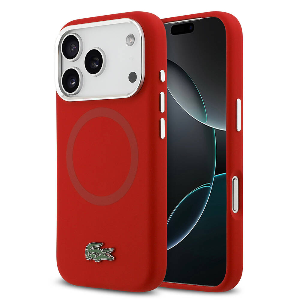 Apple iPhone 17 Pro Kılıf Lacoste Orjinal Lisanslı M-safe Şarj Özellikli İkonik Logolu Metal Kamera Çerçeveli Silikon Kapak - 5
