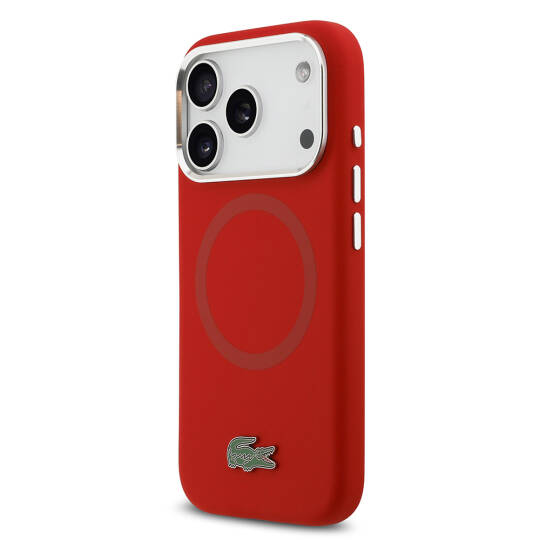 Apple iPhone 17 Pro Kılıf Lacoste Orjinal Lisanslı M-safe Şarj Özellikli İkonik Logolu Metal Kamera Çerçeveli Silikon Kapak - 6