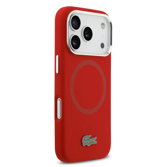 Apple iPhone 17 Pro Kılıf Lacoste Orjinal Lisanslı M-safe Şarj Özellikli İkonik Logolu Metal Kamera Çerçeveli Silikon Kapak - 8