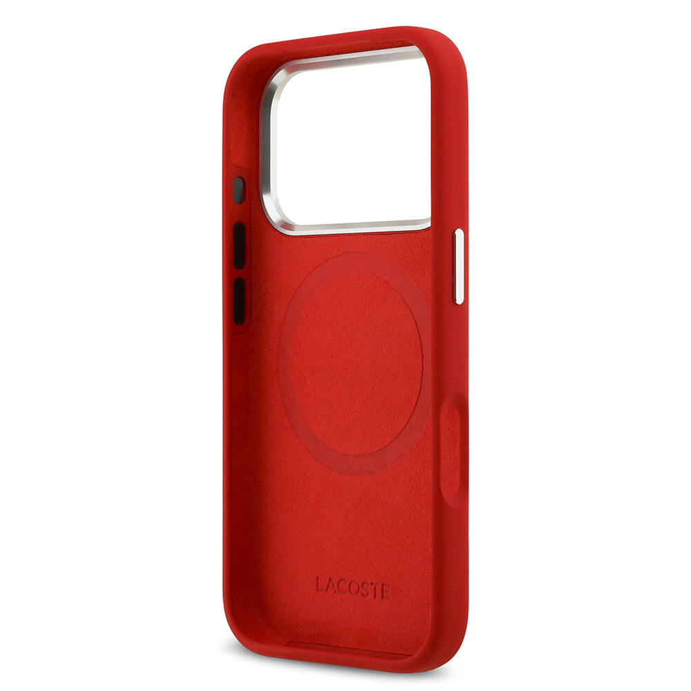 Apple iPhone 17 Pro Kılıf Lacoste Orjinal Lisanslı M-safe Şarj Özellikli İkonik Logolu Metal Kamera Çerçeveli Silikon Kapak - 11