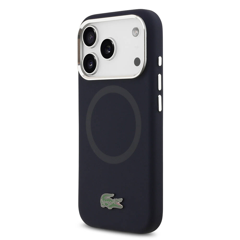 Apple iPhone 17 Pro Kılıf Lacoste Orjinal Lisanslı M-safe Şarj Özellikli İkonik Logolu Metal Kamera Çerçeveli Silikon Kapak - 12
