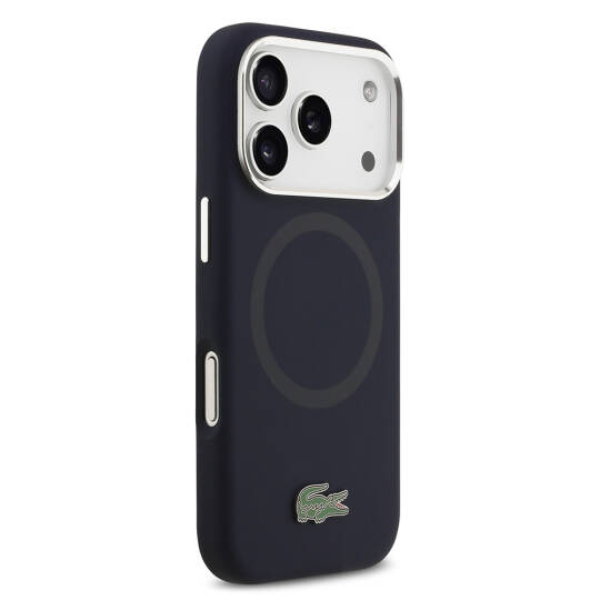 Apple iPhone 17 Pro Kılıf Lacoste Orjinal Lisanslı M-safe Şarj Özellikli İkonik Logolu Metal Kamera Çerçeveli Silikon Kapak - 14