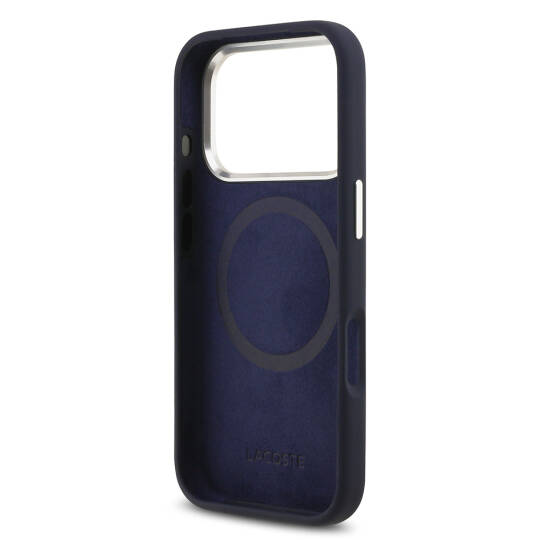 Apple iPhone 17 Pro Kılıf Lacoste Orjinal Lisanslı M-safe Şarj Özellikli İkonik Logolu Metal Kamera Çerçeveli Silikon Kapak - 17